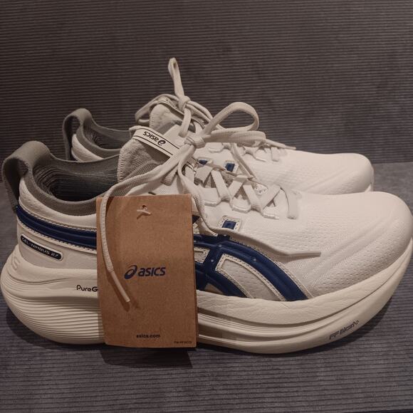 Asics Gel-Nimbus 27 ATC 1012B812-200 Womens 8.5 Birch/ Indigo Blue Running Shoes - Picture 3 of 10